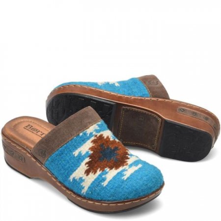 Women's Born Bandy Blanket Clogs - Turquoise Blanket Combo (Blue)