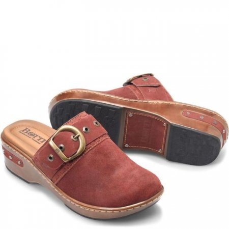 Women's Born Banyan Clogs - Dark Brick Distressed (Red)