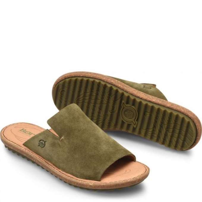 Women's Born Mesilla Sandals - Army Green Suede (Green)