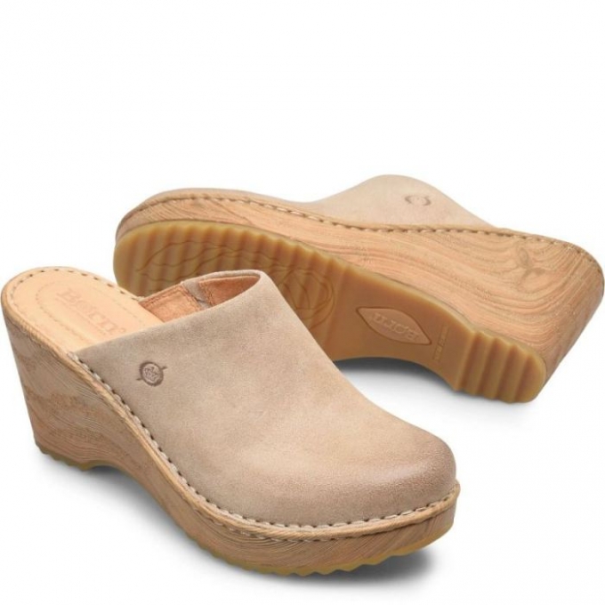 Women's Born Natalie Clogs - Cream Visone Distressed (Tan)