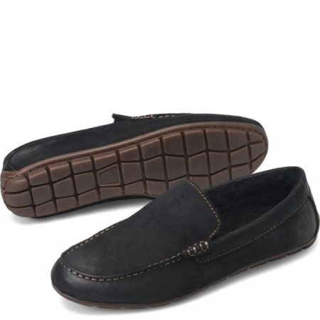 Men's Born Allan Shearling Slippers - Black Nubuck (Black)