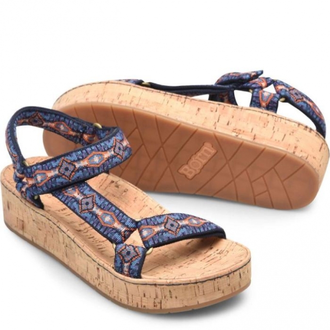 Women's Born Sirena Sandals - Navy Fabric (Multicolor)