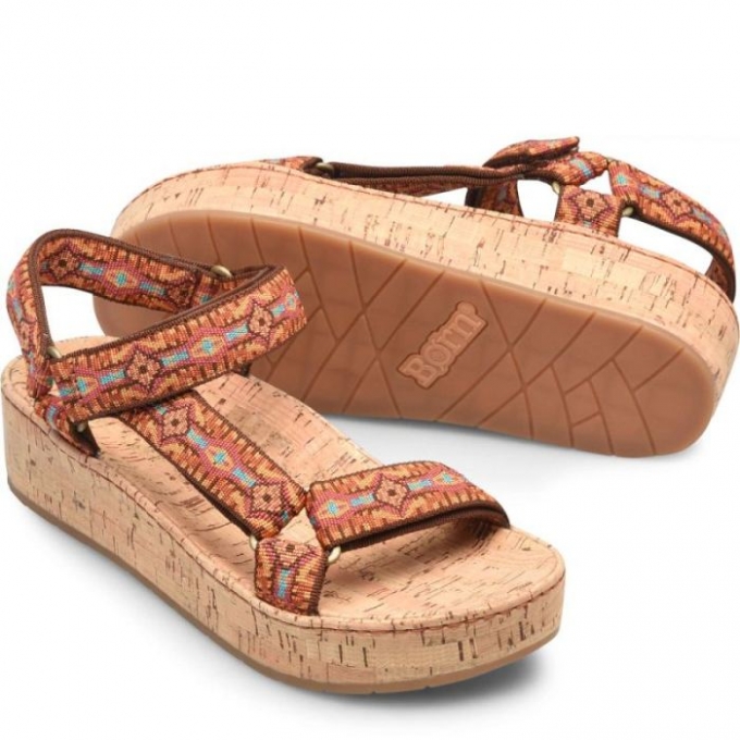 Women's Born Sirena Sandals - Orange Fabric (Multicolor)