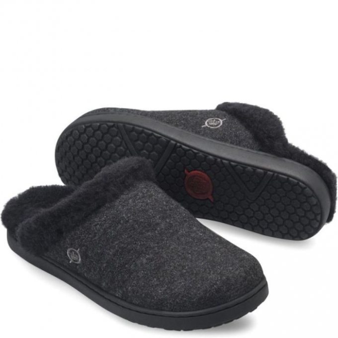 Women's Born Zoe Clogs - Black Wool Combo (Black)