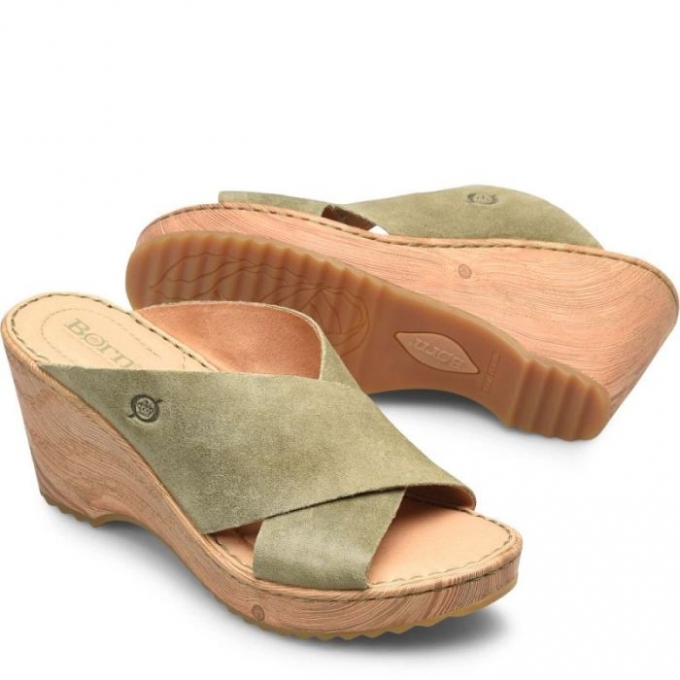 Women's Born Nora Sandals - Kiwi Suede (Green)