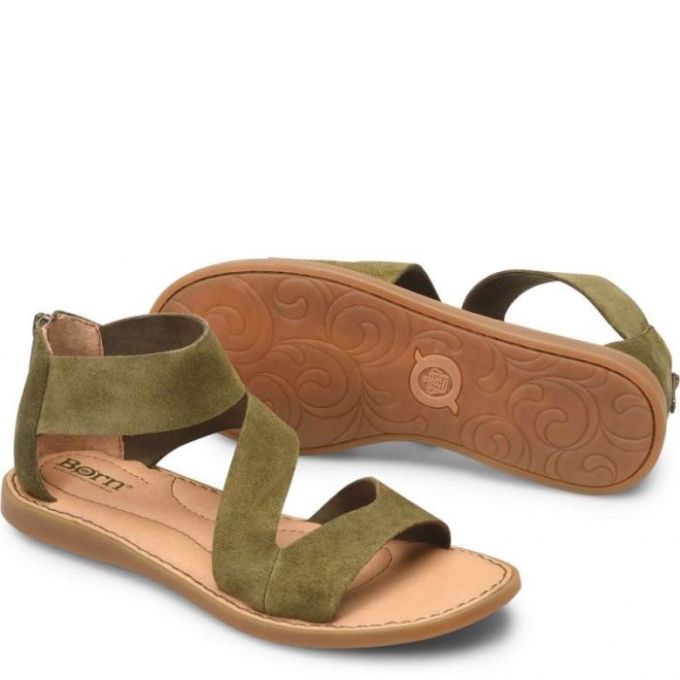 Women's Born Irie Sandals - Army Green Suede (Green)