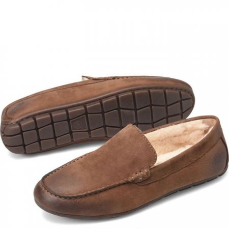 Men's Born Allan Shearling Slippers - Carafe Nubuck (Brown)