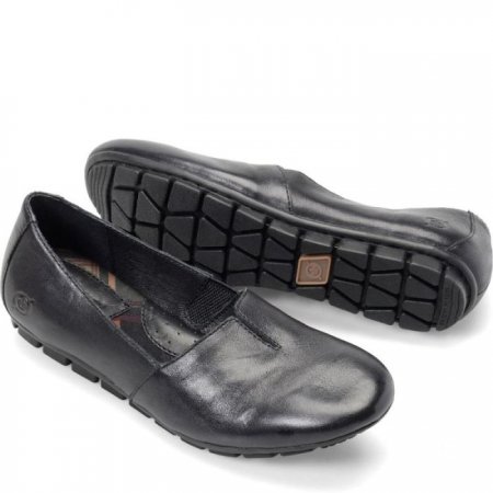 Women's Born Sebra Flats - Black Leather (Black)