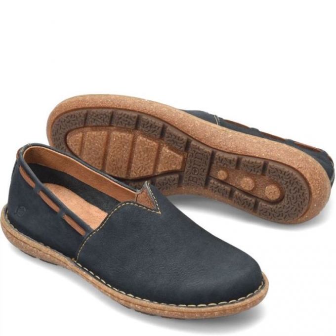 Women's Born Naya Slip-Ons & Lace-Ups - Navy Sailor Nubuck (Blue)