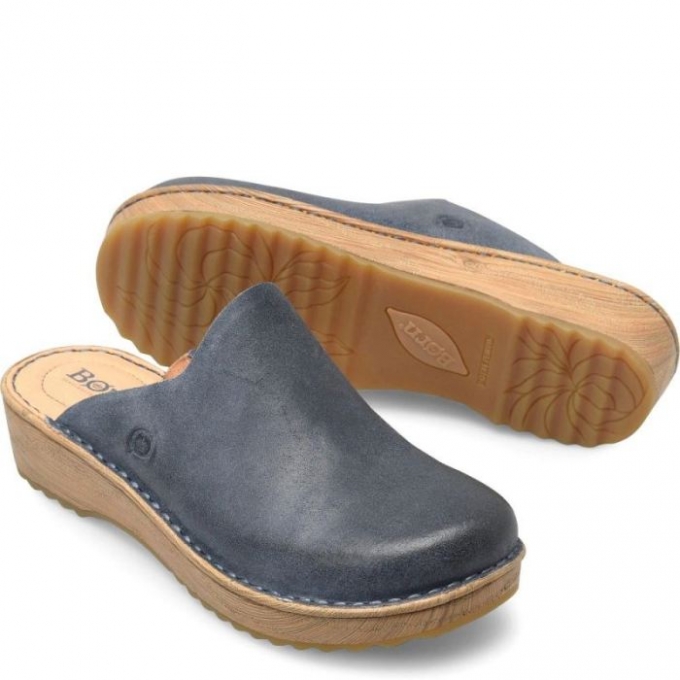 Women's Born Andy Clogs - Light Jeans Distressed (Blue)