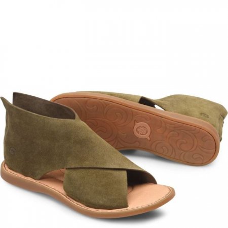 Women's Born Iwa Sandals - Army Green Suede (Green)