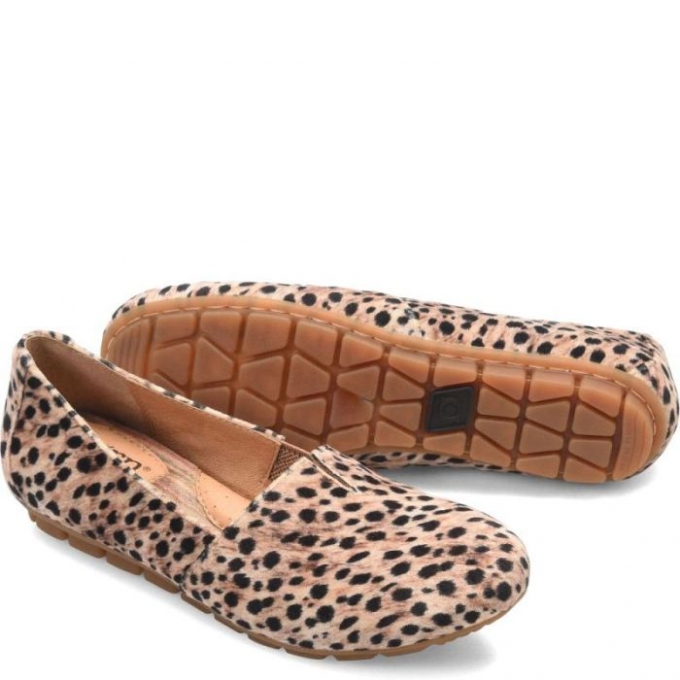 Women's Born Sebra Flats - Black Natural Leopard (Animal Print)