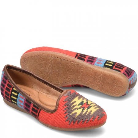 Women's Born Giselle Flats - Red Cotton Fabric (Multicolor)