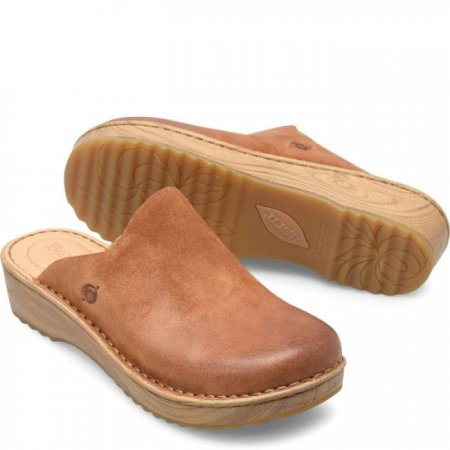 Women's Born Andy Clogs - Camel Distressed (Tan)