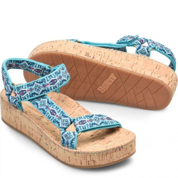 Women's Born Sirena Sandals - Turquoise Fabric (Multicolor)