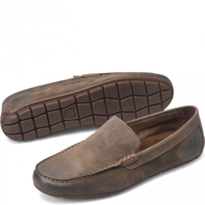 Men's Born Allan Slip-Ons & Lace-Ups - Taupe Mud Distressed (Brown)