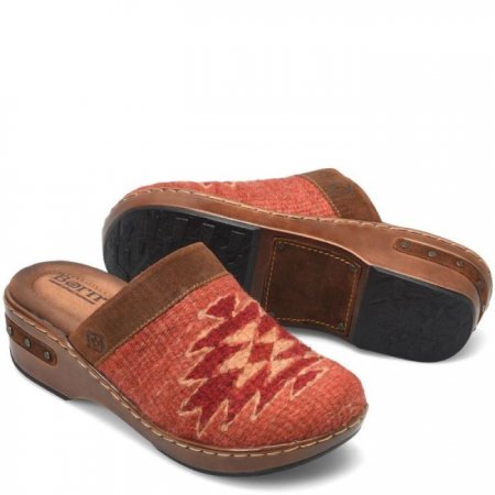 Women's Born Bandy Blanket Clogs - Rust Blanket Combo (Brown)