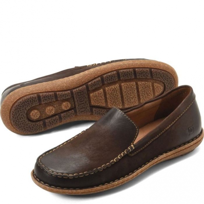 Men's Born Naldo Slip-Ons & Lace-Ups - Dark Brown Nubuck (Brown)