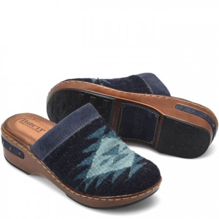 Women's Born Bandy Blanket Clogs - Indigo Blanket Combo (Blue)