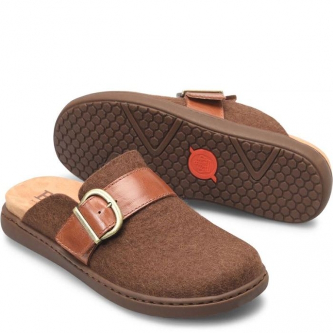 Women's Born Lia Clogs - Cognac Felt Combo (Brown)