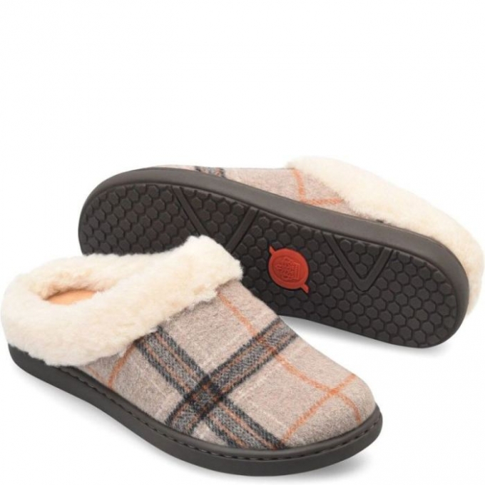 Women's Born Ali Slip-Ons & Lace-Ups - Taupe Plaid Wool (Tan)