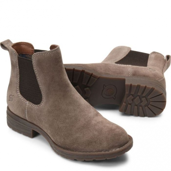 Women's Born Cove Boots - Taupe Mustang Suede (Grey)