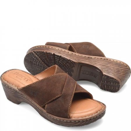 Women's Born Teayo Basic Sandals - Dark Brown Distressed (Brown)