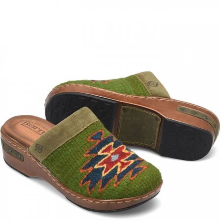 Women's Born Bandy Blanket Clogs - Green Blanket Combo (Green)