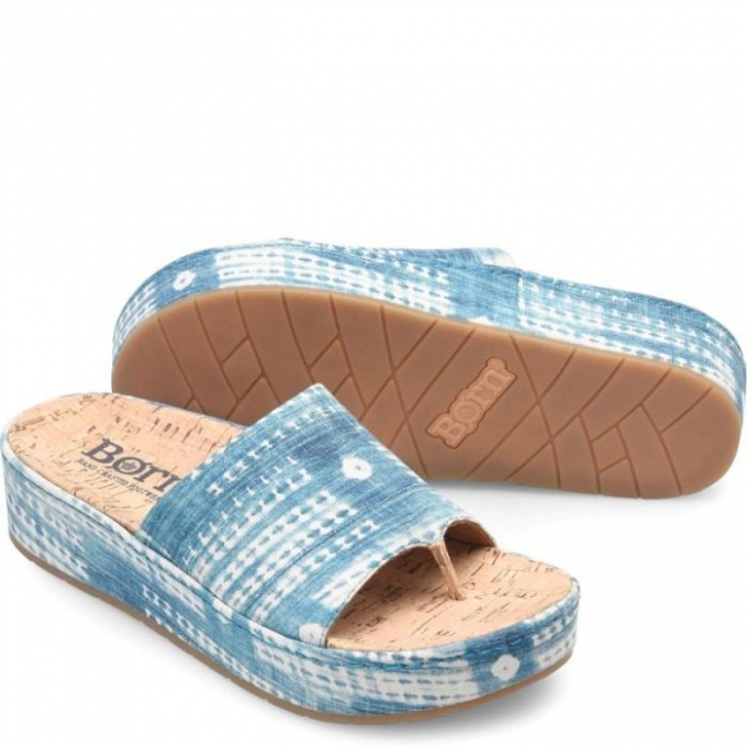 Women's Born Sharr Sandals - Blue Multi Tencel Fabric (Multicolor)