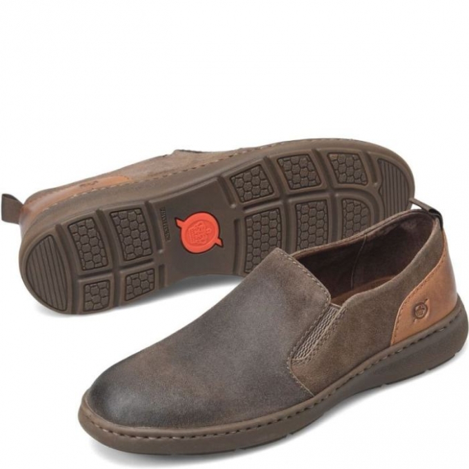 Men's Born Morgan Slip-Ons & Lace-Ups - Dark Mud Distressed (Grey)