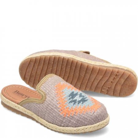 Women's Born Gretta Clogs - Taupe Cotton Fabric (Multicolor)